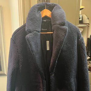 Madewell Sherpa Teddy Coat Navy BLue
